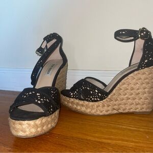 Steve Madden Black Wedge Summer Braided Sandals